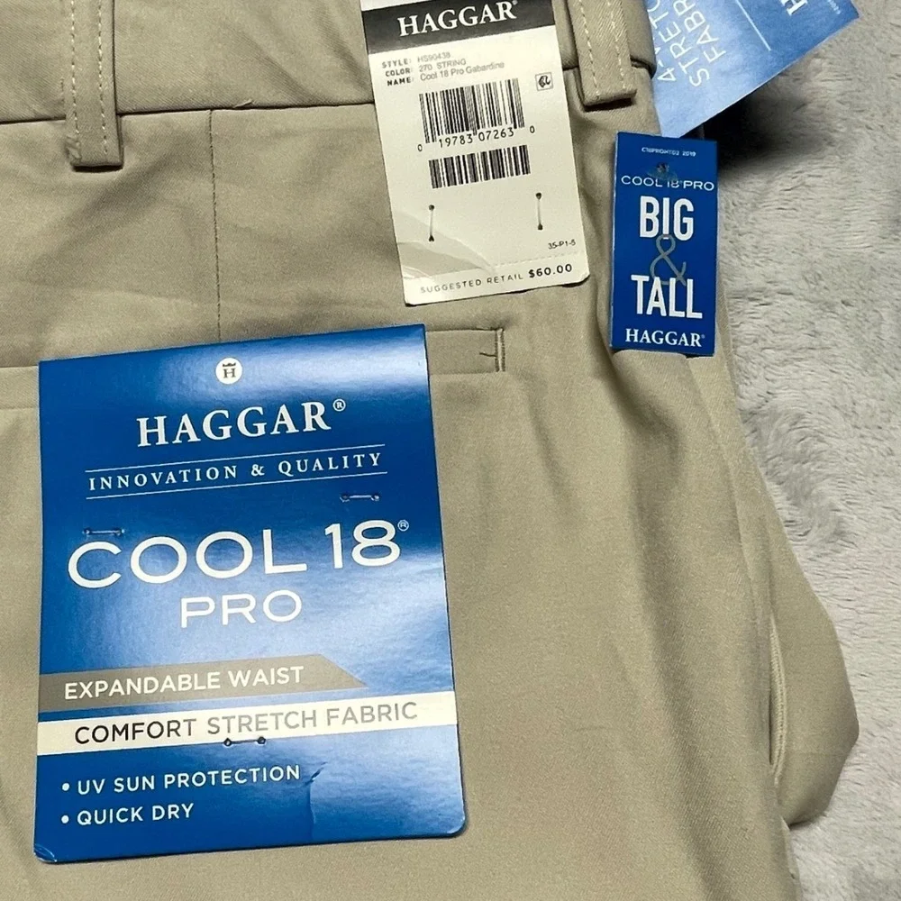 Haggar Cool 18 Pro Mens Shorts 52 String Beige Stretch‎ Golf Classic